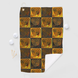 素朴なモザイクの黄色がかった正方形と円 ゴルフタオル