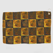 素朴なモザイクの黄色がかった正方形と円 ゴルフタオル (横)