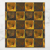 素朴なモザイクの黄色がかった正方形と円 ワインラベル (シングルラベル)