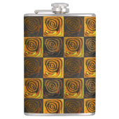 素朴なモザイクの黄色正方形と円 フラスク (正面)