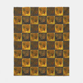 素朴なモザイクの黄色正方形と円 フリースブランケット (正面)