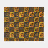 素朴なモザイクの黄色正方形と円 フリースブランケット (正面(横))