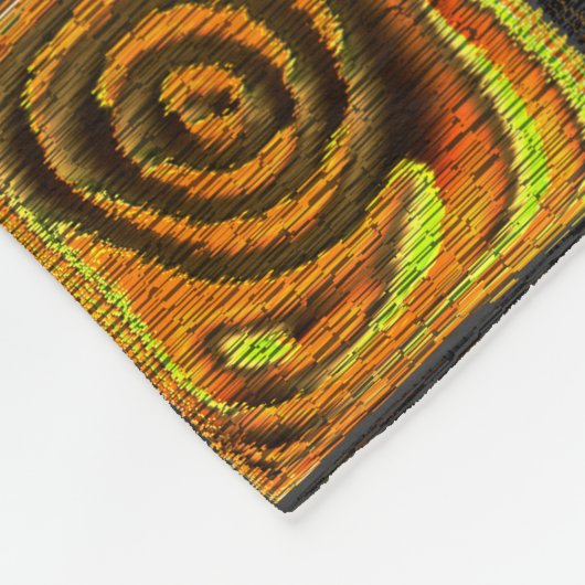 素朴なモザイクの黄色正方形と円 フリースブランケット (角)