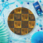 素朴なモザイクの黄色正方形と円 ペーパープレート (パーティー)