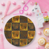 素朴なモザイクの黄色正方形と円 ペーパープレート (パーティー)