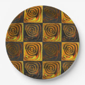 素朴なモザイクの黄色正方形と円 ペーパープレート (正面)