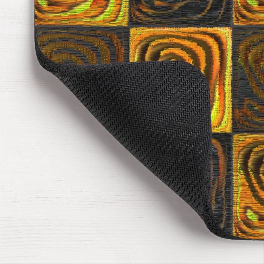 素朴なモザイクの黄色正方形と円 マウスパッド (コーナー)