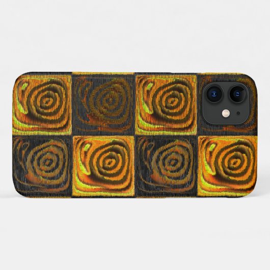 素朴なモザイクの黄色正方形と円 Case-Mate iPhoneケース (裏面(横))