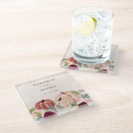 素朴なモダンなカボチャのカントリー秋の結婚式 ガラスコースター