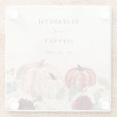 素朴なモダンなカボチャのカントリー秋の結婚式 ガラスコースター (裏面)