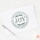 素朴なモダンなクリスマスの喜び 返信先 グリーン ラウンドシール (封筒)