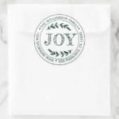 素朴なモダンなクリスマスの喜び 返信先 グリーン ラウンドシール (バッグ)