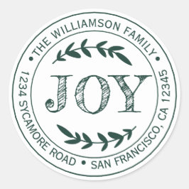 素朴なモダンなクリスマスの喜び 返信先 グリーン ラウンドシール