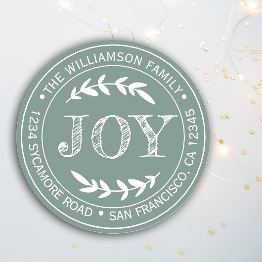 素朴なモダンなクリスマスの喜び 返信先 グリーン ラウンドシール