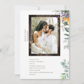 素朴なモダンウッドフレーム フォト 植物 招待状 (正面)