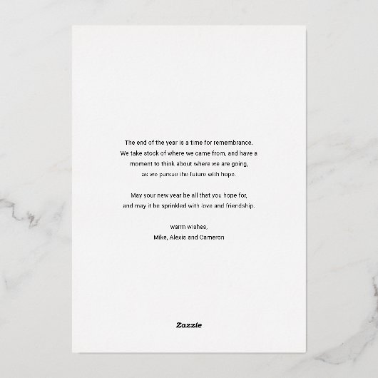 素朴なモダンカリグラフィー写真 クリスマスおめでとう 箔シーズンカード (裏面)