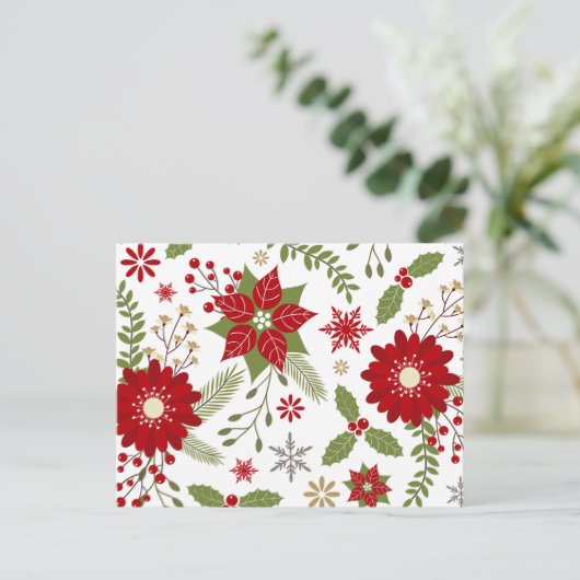 素朴なモダンクリスマスの花 シーズンポストカード (スタンド正面)