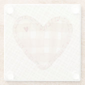 素朴なモダンハートガーリースクラップブックスタイルタータンチェック ガラスコースター (裏面)