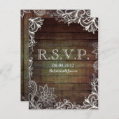 素朴なモダンバーンウッドレース田舎の結婚式RSVP インビテーションポストカード (正面/裏面)
