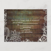 素朴なモダンバーンウッドレース田舎の結婚式RSVP インビテーションポストカード (裏面)