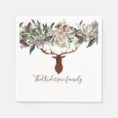 素朴なモダンフローラの葉のstarn休日 スタンダードカクテルナプキン (正面)