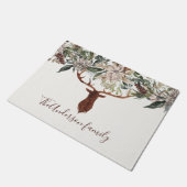 素朴なモダンフローラの葉のstarn休日 ドアマット (アングル)