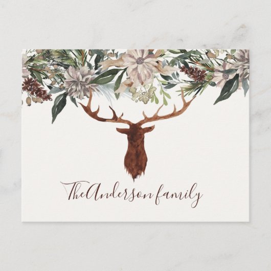 素朴なモダンフローラの葉のstarn休日 ポストカード (正面)