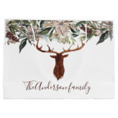 素朴なモダンフローラの葉のstarn休日 ラージペーパーバッグ (裏面)