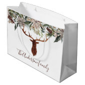 素朴なモダンフローラの葉のstarn休日 ラージペーパーバッグ (裏面アングル)