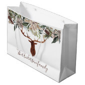 素朴なモダンフローラの葉のstarn休日 ラージペーパーバッグ (正面アングル)