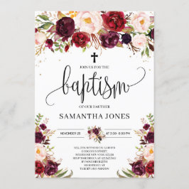 素朴なモダンマルサラ・ブルゴーニュ・ボホ洗礼法 招待状