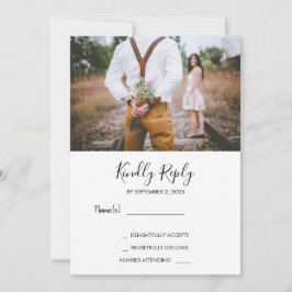 素朴なモダン写エレガント真RSVP結婚の 招待状