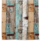 素朴なモダン木材の国スタイルアート シャワーカーテン (正面)