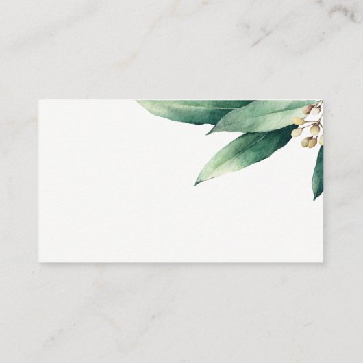 素朴なモダン植物性の緑のエスコートカード プレイスカード (裏面)