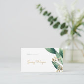 素朴なモダン植物性の緑のエスコートカード プレイスカード (スタンド正面)