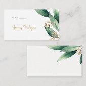 素朴なモダン植物性の緑のエスコートカード プレイスカード (正面/裏面)