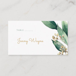 素朴なモダン植物性の緑のエスコートカード プレイスカード