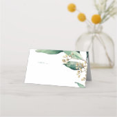 素朴なモダン植物性の緑のエスコートカード プレイスカード (正面)