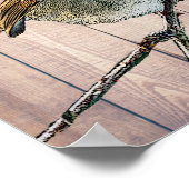 素朴なモダン納屋の木に抽象芸術ロビンの鳥 ポスター (角)