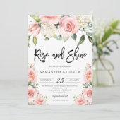 素朴なモダン赤面ピンクの桃のフローラ結婚の 招待状 (スタンド正面)
