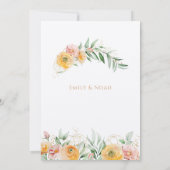 素朴なモダン オレンジ イエロー 水彩 花 招待状 (裏面)