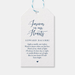 素朴なモダン ネイビーブルー、葬儀 追悼式 ギフトタグ