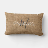 素朴なモダンburlapパーソナルモノグラム名 ランバークッション (裏面)