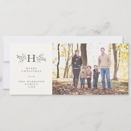 素朴なモノグラムのホリデー写真カード シーズンカード (正面)
