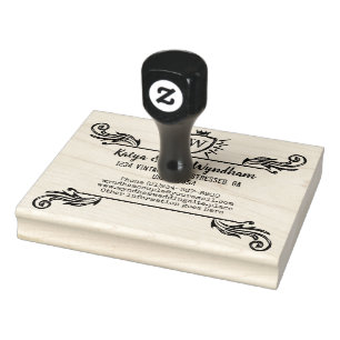 素朴なモノグラムのヴィンテージのオーナメントの盾のロゴ ラバースタンプ