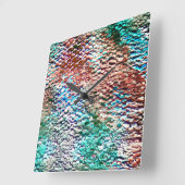 素朴なモルタルとスプラッシュで塗られた石のベース スクエア壁時計 (傾斜)