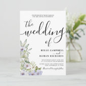 素朴なユーカリとパープルの花のウェディング 招待状 (スタンド正面)