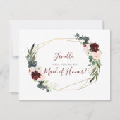 素朴なユーカリとピンクのDIY  私のメイド・オブ・オナーに 招待状 (正面)