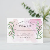 素朴なユーカリのグリーンがモダンな水彩画の出欠確認カード 招待状 (スタンド正面)