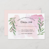 素朴なユーカリのグリーンがモダンな水彩画の出欠確認カード 招待状 (正面/裏面)